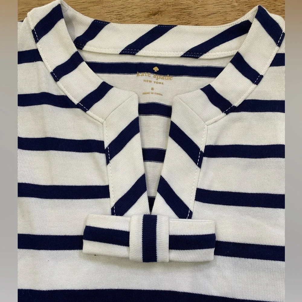 Kate Spade New York Women’s Small Tropez Navy/White Stripe Cotton‎ Shift Dress